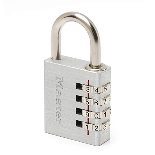 Master Lock 7640EURD Zahlenschloss Vorhängeschloss aus Aluminium, Grau, 4 x 7,8 x 1,5 cm von Master Lock