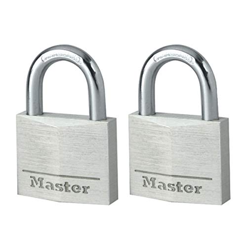 Master Lock 9140EURT 2-er Set Vohängeschloss mit Schlüssel aus Aluminium, Grau, 4 x 5,9 x 1,3 cm von Master Lock