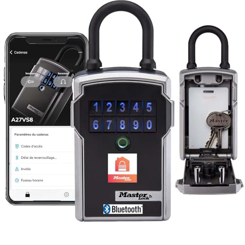 Master Lock Smart Connected Schlüsseltresor, Verschlüsselung nach Militärstandard, Aussen, mit Bügel, Bluetooth oder Zahlencode, 18.3 x 8.3 x 5.9 cm von Master Lock