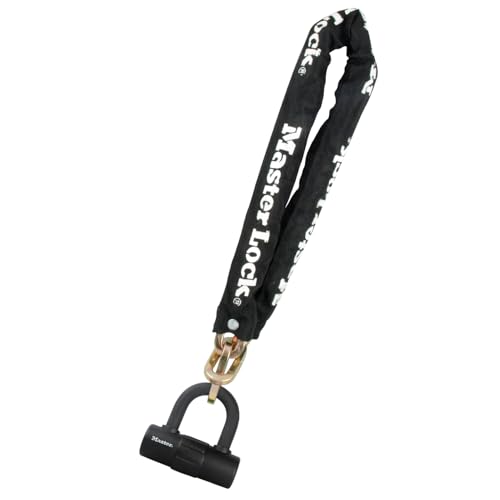 MASTER LOCK Fahrradschloss Stahlkettenglied mit mini Bügelschlösser [mit Schlüssel] [Zertifiziertes Fahrrad Schloss] 8234EURDPRO - Ideal für Fahrräder, Schwarz von Master Lock