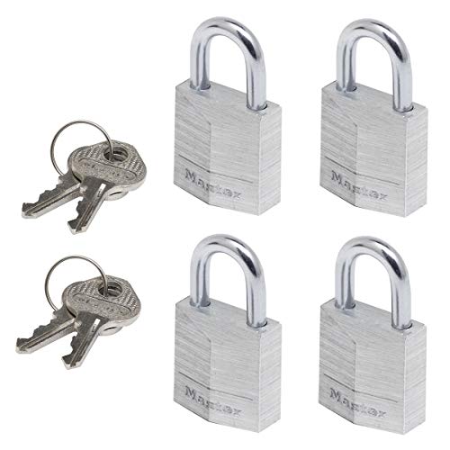 MASTER LOCK Kleine Vorhängeschlosser [Schlüssel] [4er-Set] [Gleichschlie?end] 9120EURQNOP - Ideal für Rucksäcke, Gepäck, Computertaschen und mehr von Master Lock