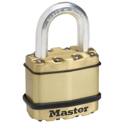 MASTER LOCK Hochsicherheits Vorhängeschloss [Schloss mit Schlüssel] [Laminiertem Stahl und Messingoberfläche] [Wetterfest] M1BEURD - Ideal für Lagerräume, Lagerschuppen, Garagen, Zäune 45mm Multi von Master Lock