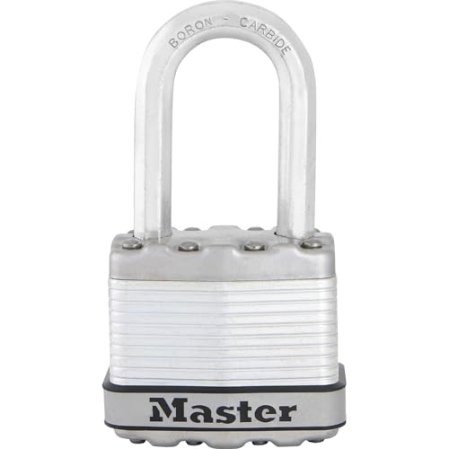 MASTER LOCK Hochsicherheits Vorhängeschloss [Schloss mit Schlüssel] [Laminiertem Stahl] [Wetterfest] [Medium Bügel] M1EURDLF - Ideal für Lagerräume, Lagerschuppen, Garagen, Zäune 38 mm von Master Lock
