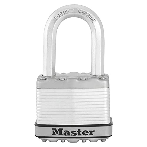 MASTER LOCK Hochleistungsvorhängeschloss [Schloss mit Schlüssel] [Laminierter Stahl] [Wetterfest] M5EURDLF - Ideal für Lagerräume, Garagen etc. 9,1 cm x 5,2 cm x 3,1 cm, Weiß von Master Lock