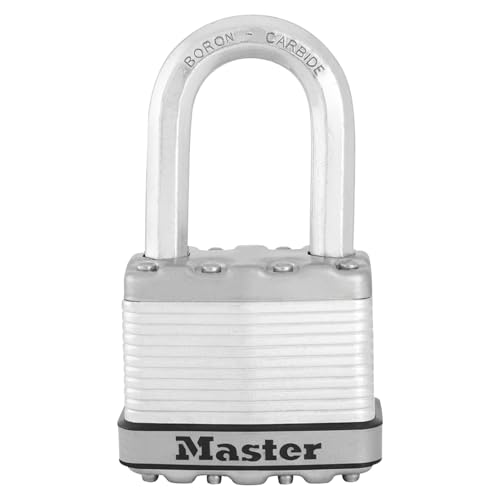 MASTER LOCK Hochleistungsvorhängeschloss [Schloss mit Schlüssel] [Laminierter Stahl] [Wetterfest] M5EURDLF - Ideal für Lagerräume, Garagen etc. 9,1 cm x 5,2 cm x 3,1 cm, Weiß von Master Lock