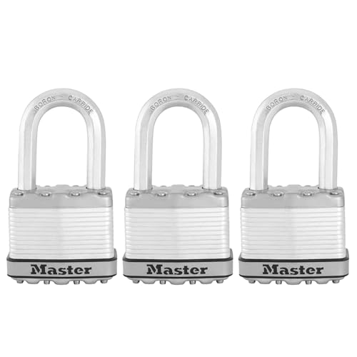 MASTER LOCK M5EURTRILF 3 X Excell Vorhängeschlösser 51mm lamellierter Stahl - Bügel 38mm von Master Lock