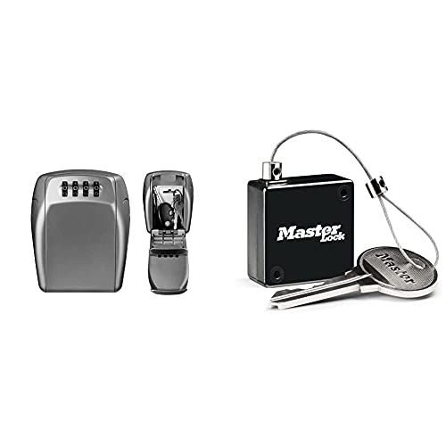 Master Lock Schlüsseltresor + Ausziehbares Schlüsselkabel [Extra Sicherheit] [Wandmontage] [Large] [Wetterfest] - 5415EURD - Schlüsselsafe von Master Lock