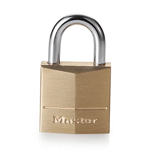 Master Lock 120EURD Klein Schlüssel-Vorhängeschloss aus Massivmessing, Gold, 3,4 x 2 x 1 cm von Master Lock