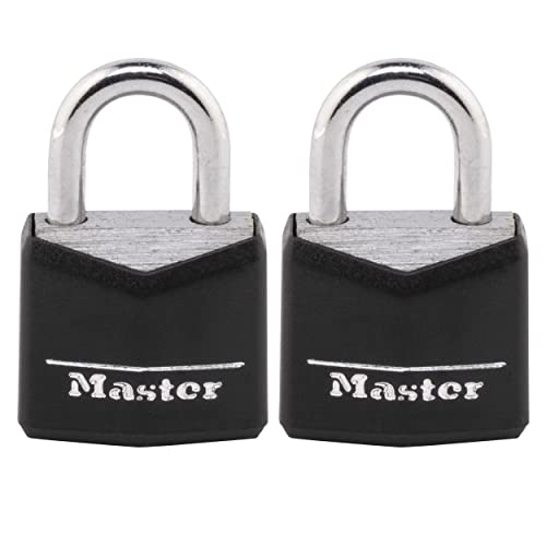 Master Lock 121T Vorhängeschloss, verdecktes Aluminiumschloss, Schwarz, 2 Count (Pack of 1) von Master Lock