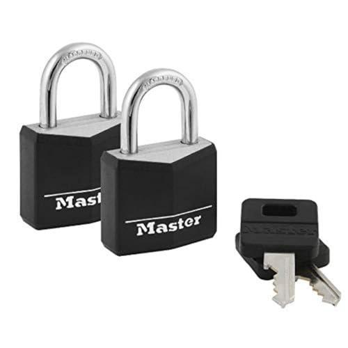 Master Lock 131T Vorhängeschlösser, Aluminium, Schwarz, 2 Stück, gleichschließend von Master Lock
