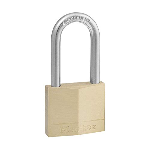 Master Lock 140EURDLF Schlüssel Vorhängeschloss aus Massivmessing und Mittlerer Bügel, Gold, 7,6 x 4 x 1,3 cm von Master Lock