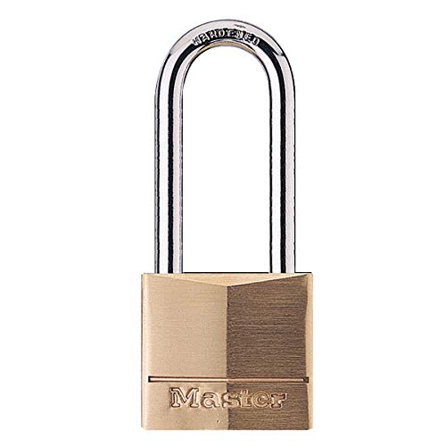 Master Lock 140EURDLH Schlüssel Vorhängeschloss aus Massivmessing und Länger Bügel, Gold, 8,9 x 4 x 1,3 cm von Master Lock