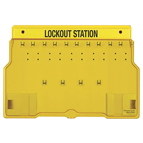 Master Lock 1483B 10-Schloss-Station mit Abdeckung und dreisprachigen Etiketten von Master Lock