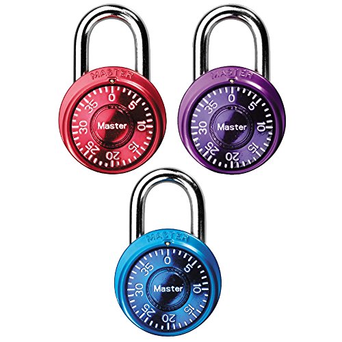 Master Lock 1533TRI Spindschloss, Mini-Zahlenschloss, verschiedene Farben, 3 Stück von Master Lock