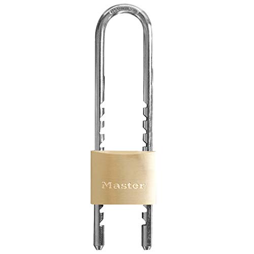 Master Lock 1950EURD Schlüssel Vorhängeschloss aus Massivmessing mit verstellbarem Bügel von 7 bis 15,5 cm, Gold, 15,5 x 5 x 1,4 cm von Master Lock