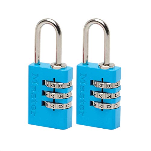 Master Lock 7620EURTCOL 2er-Set Zahlenschloss Vorhängeschloss aus Aluminium, Zufällige Farbe, 2 x 5,5 x 0,9 cm von Master Lock