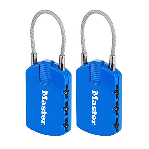 Master Lock 4684EURTCOL 2-er Pack Zahlenschloss mit Adressen-Etikett, Zufällige Farbe, 6,5 x 3 x 1,1 cm von Master Lock