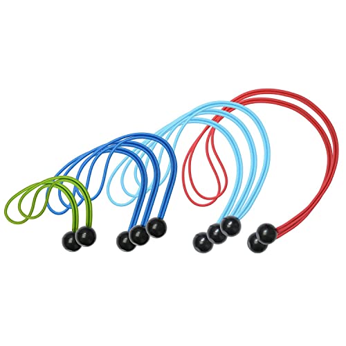 Master Lock 3256EURDAT Gummi-Spanneil mit Ball [2 x 20 cm + 3 x 30 cm + 3 x 40 cm + 2 x 50 cm] [Set mit 10 Spannseilen] - Ideal zum Tragen von Yogamatten Cargo Multicolore (Verde/Azzurro/Blu/Rosso) 1 Stk von Master Lock