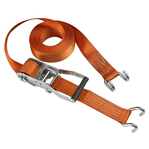 Master Lock 3260EURDAT Fast Link Spanngurt mit Ratsche und J-Haken, Orange, 9 m x 50 mm Gurt von Master Lock