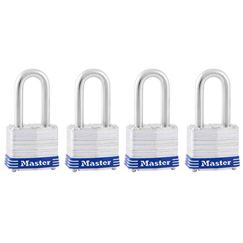 Master Lock 3QLF Vorhängeschloss mit Schlüssel, gleichschließend, silberfarben, 4 Stück von Master Lock