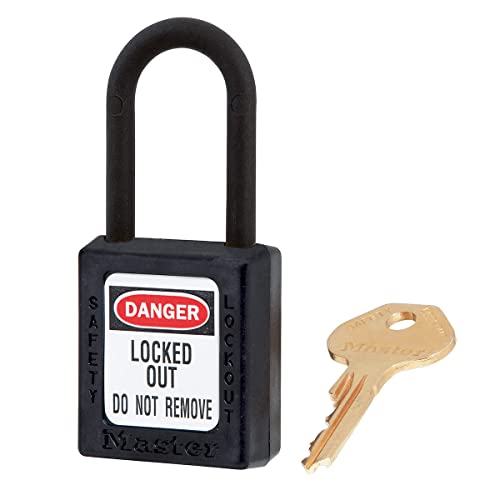 Master Lock 406BLK 406 Xenoy Sicherheits-Vorhängeschloss mit kurzem Gehäuse, 3,8 cm Bügel, 6 Stück von Master Lock
