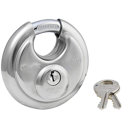 Master Lock 40D Edelstahl Diskus Vorhängeschloss mit Schlüssel, Silber von Master Lock