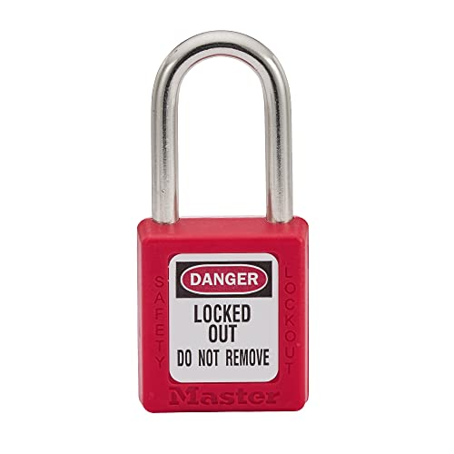 Master Lock 410RED Thermoplastisches Sicherheitsvorhängeschloss für Mechanische Verriegelungen, Rot, Bügel 3,8 x 2 cm von Master Lock