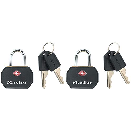 Master Lock 4681EURTBLK 2er-Pack TSA Vorhängeschlösser mit Schlüssel, Schwarz, 4 x 3 x 2,2 cm Master Lock 4681EURTBLK 2er-Pack TSA Vorhängeschlösser mit Schlüssel, Schwarz, 4 x 3 x 2,2 cm von Master Lock