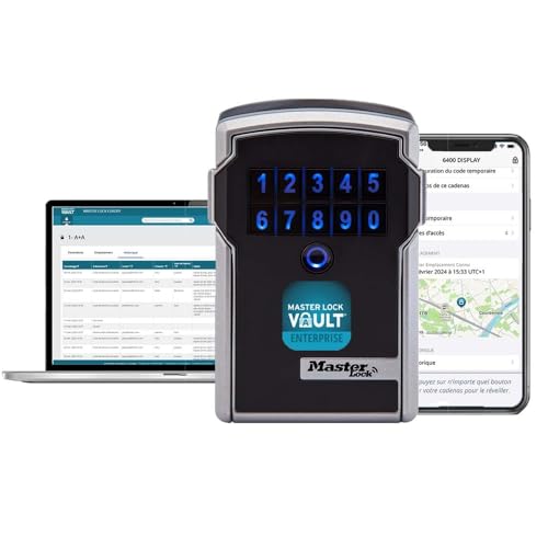 Master Lock Smart Connected Schlüsseltresor zur Wandmontage, Bluetooth oder Kombination, mittel 83 x 127 x 59 mm, Outdoor, für Profis, Schwarz und Grau Master Lock Smart Connected Schlüsseltresor zur Wandmontage, Bluetooth oder Kombination, mittel 83 x 127 x 59 mm, Outdoor, für Profis, Schwarz und Grau von Master Lock