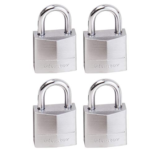 Master Lock 629EURQ 4er-Pack Marine Vorhängeschlösser mit Schlüssel, Grau, 3,4 x 2 x 1 cm von Master Lock