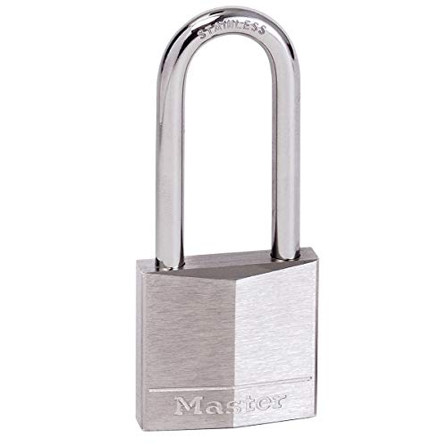 Master Lock 640EURD Marine Vorhängeschlöss mit Schlüssel und Langer Bügel, Grau, 9,5 x 4 x 1,3 cm von Master Lock
