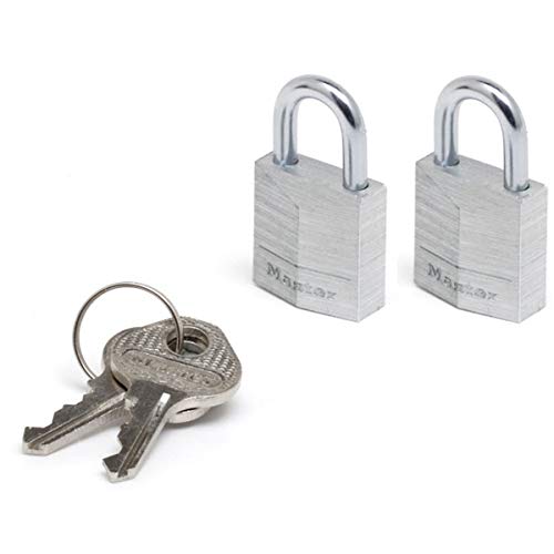 Master Lock 9120EURTCC 2er-Set massive Aluminium-Vorhängeschlösser, grau, 2 x 3,4 x 1,4 cm von Master Lock