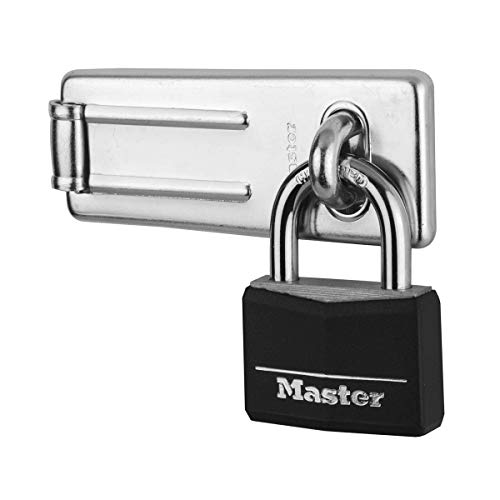 Master Lock 9140703EURDBLK Set aus Sicherheitsüberfalle und Vorhängeschloss mit Schlüssel, Schwarz von Master Lock