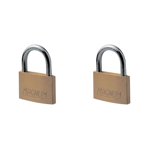 Master Lock CAD40 Magnum Vorhängeschloss aus Massivmessing mit Schlüssel, Gold, 5,4 x 4 x 1 cm (Packung mit 2) von Master Lock