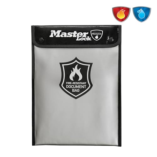 Master Lock FBWLZ0EURHRO Feuerfeste Dokumententasche Silikonbeschichtung für Feuerfest und Wasserfest zum Schutz von Geld, A4-Dokumenten, Tablets, Festplatten, Ausweispapieren und mehr von Master Lock