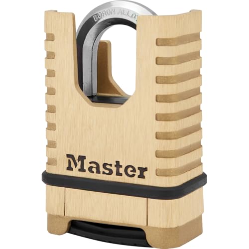 MASTER LOCK Hochleistungsvorhängeschloss aus Massivmessing [Zahlenschloss] M1177EURD – rostbeständig, sehr widerstandsfähig und wasserfest von Master Lock