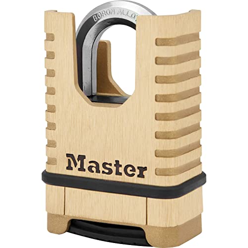 MASTER LOCK Hochleistungsvorhängeschloss aus Massivmessing [Zahlenschloss] M1177EURD – rostbeständig, sehr widerstandsfähig und wasserfest von Master Lock