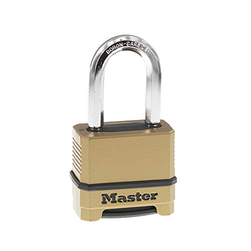 Master Lock Robustes Zahlenschloss für den Außenbereich, Legierter Stahl, Messing-Finish, 1-1/2 in. Shackle von Master Lock