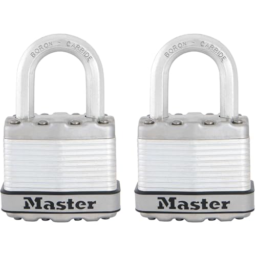MASTER LOCK Hochsicherheits Vorhängeschloss [Schloss mit Schlüssel] [Laminiertem Stahl] [Wetterfest] [2er-Pack] M1EURT - Ideal für Lagerräume, Lagerschuppen, Garagen, Zäune von Master Lock