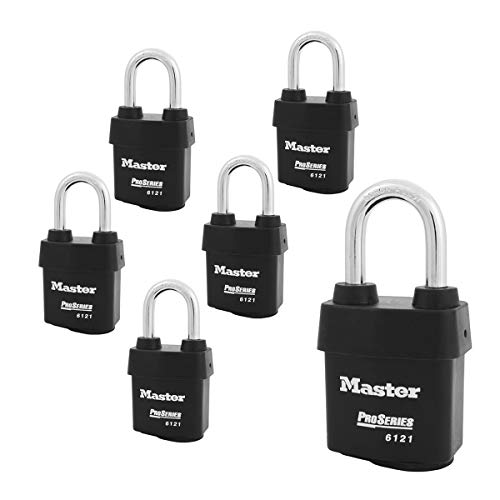 Master Lock - Sechs (6) High Security Pro Series Vorhängeschlösser 6121NKALF-6 mit BumpStop-Technologie. von Master Lock