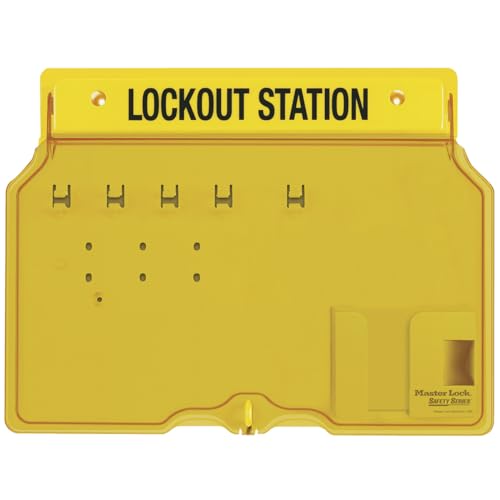 Master Lock Unfilled Padlock Lockout Station with Cover Wandregal, Kunststoff, gelb, 49.2 cm x 35.4 cm x 7.9 cm von Master Lock