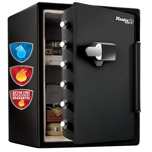 Master Lock Tresor Feuerfest und Wasserdicht mit Zahlencode und Alarm, Dreifacher Schutz - Flug, Feuer und Flut, elektronische Kombination und Alarm, 56.6L, 60.3 x 47.2 x 49.1 cm von Master Lock