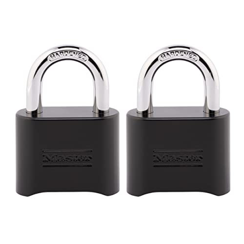 Master Lock Zahlenschloss Set Ihr eigenes Zahlenschloss Innen und Außen Schloss Wetterfest Codeschloss 2 Pack 178EC2 Schwarz von Master Lock