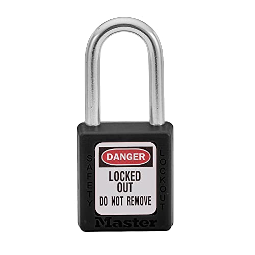 Master Lock ML410BLK 410BLK Lockout Tagout Sicherheitsvorhängeschloss, schwarz, 9,2 x 4,8 x 2,7 cm von Master Lock