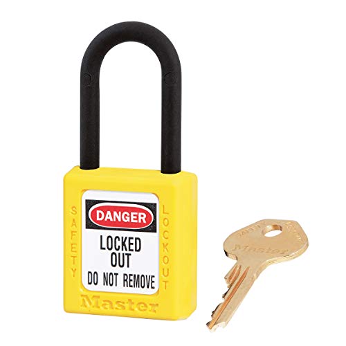 Master Lock 406YLW Thermoplastisches Sicherheitsvorhängeschloss Dielectric für die Elektrische Verriegelung, Gelb, Bügel 3,8 x 2 cm von Master Lock