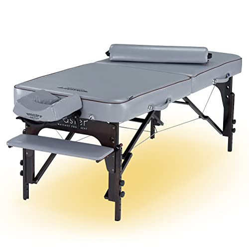 Master Massage 76cm Montour Klappbare Mobile Massageliege aus Holz mit Ambiente Beleuchtung für Kosmetik, Massage, und Therapie Grau von Master Massage Equipment