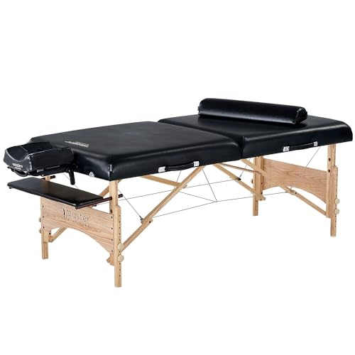 Master 81 cm Gibraltar XXL Massageliege Couch Mobil Klappbar EXTRA LANGER Massagebank Beauty Bed, Holz, Schwarz von Master Massage
