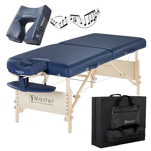 Master Massage Klappbar Mobile Massagebank mit Musik-Kissen, blau, 71cm von Master Massage