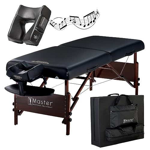 Master Massage Klappbare Mobile Massagebank Massageliege Behandlungsliege aus Holz mit Musikkissen Lautsprecher, 76cm von Master Massage