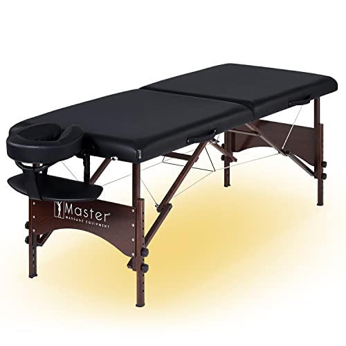 Master Massage 71cm Argo Klappbare Mobile Massageliege aus Holz mit Ambiente Beleuchtung für Kosmetik, Massage, und Therapie Schwarz von Master Massage